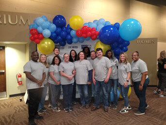 Team with balloons